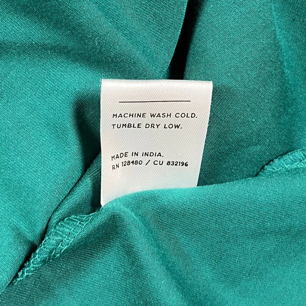 Pact Fit and Flare Dress Women XXL Teal Green Organic Cotton 3/4 Sleeve V-Neck - Picture 5 of 8